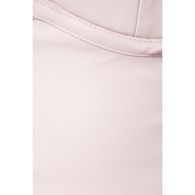 'Aaralyn' pink leather knee-length dress with deep V-neck